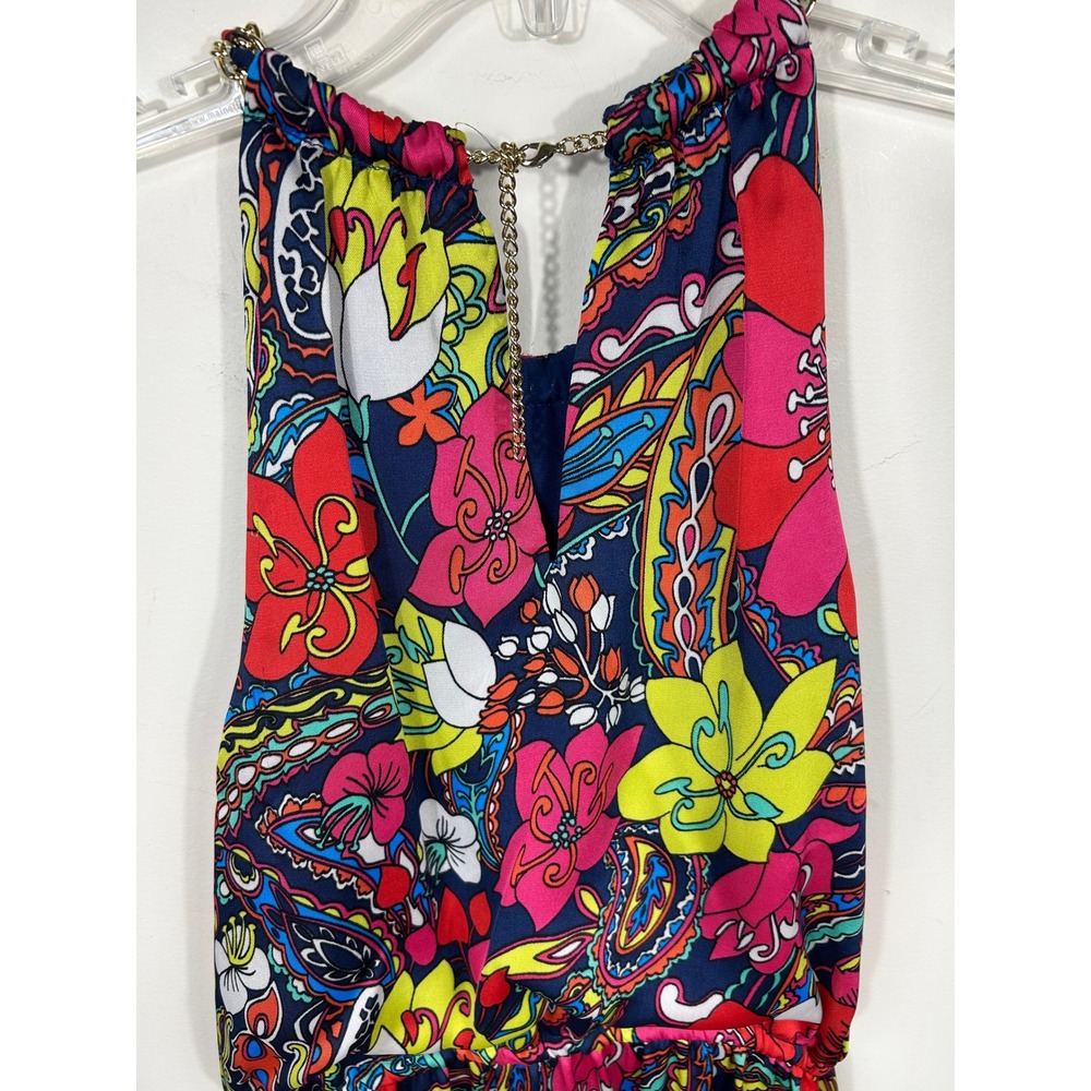 Laundry by Shelli Segal Floral Halter Chain Maxi Dress Women's 4 Garden Party - Picture 10 of 14